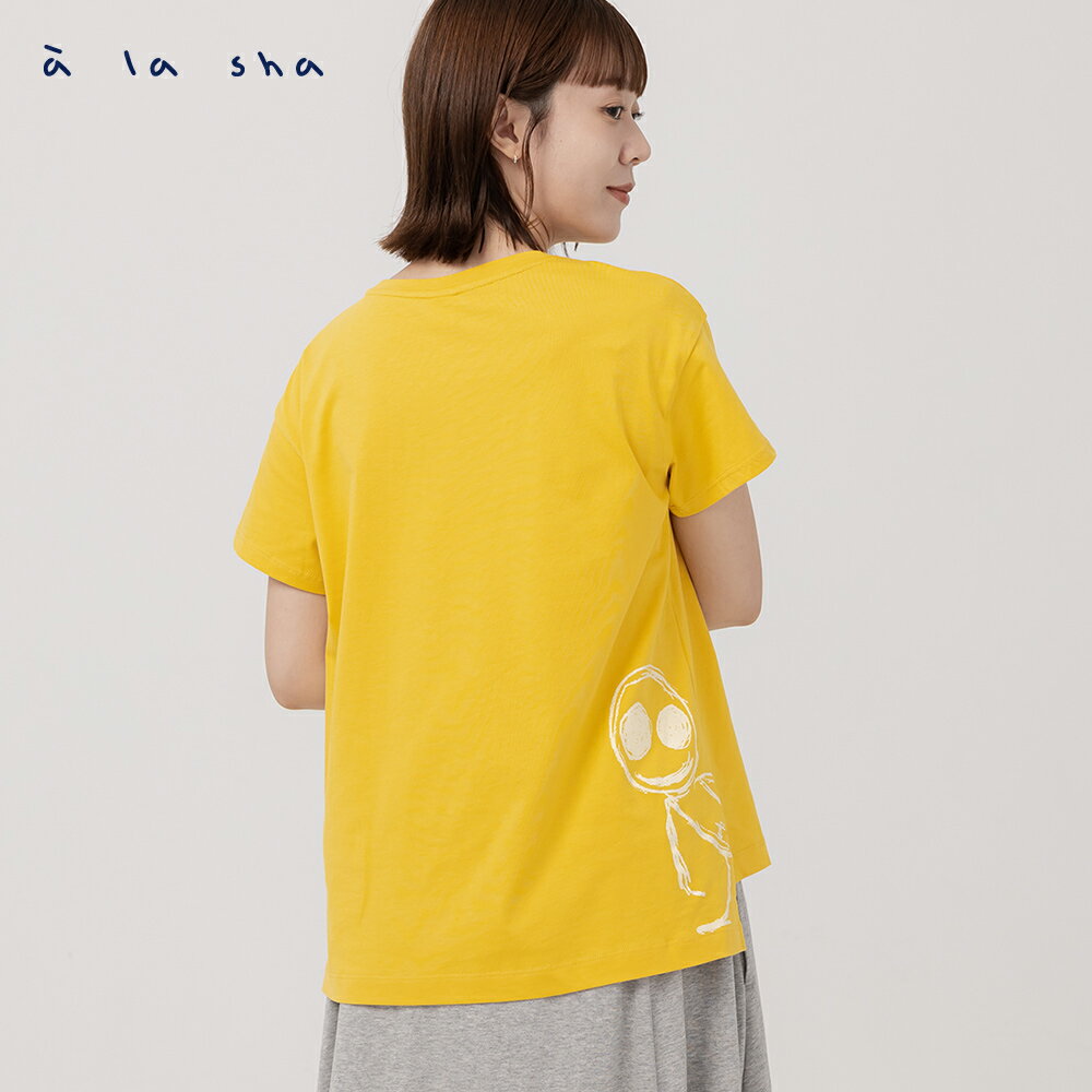 a la sha 阿財印花率性落肩T