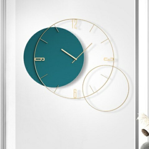 現代簡約客廳掛鐘 時尚大氣掛牆鐘錶 ins鐵藝風格時鐘 北歐風靜音無聲時鐘 創意個性牆上裝飾 客廳裝飾