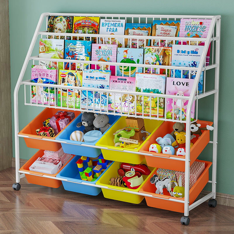 【免運】開發票 美雅閣| 兒童書架置物架落地家用繪本玩具收納架寶寶多層移動書本收納櫃子