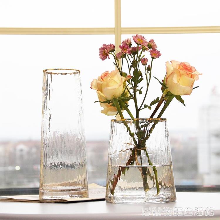 北歐輕奢玻璃花瓶透明 客廳 插花百合富貴竹玫瑰鮮花花瓶餐桌擺件領券更優惠