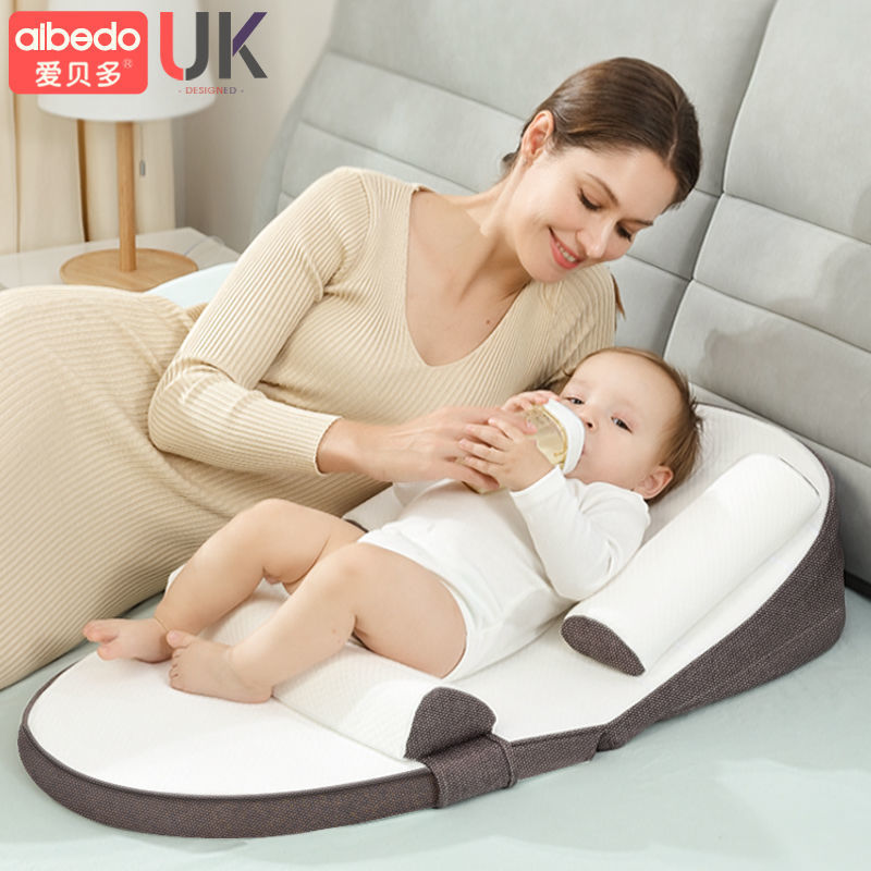 嬰兒防吐奶斜坡墊餵奶新生護脊椎防溢奶嗆奶枕頭寶寶床中床