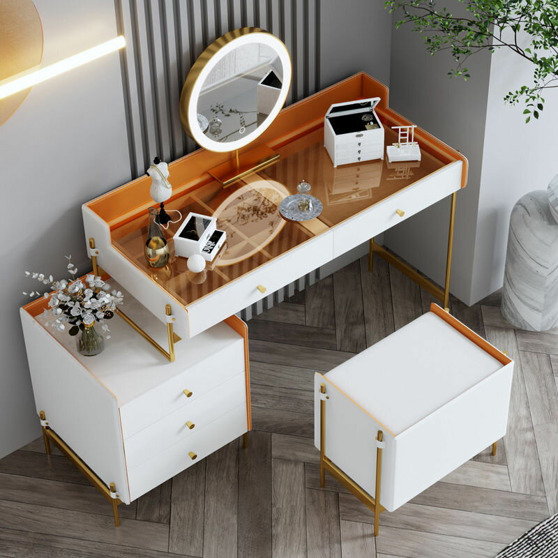 梳妝臺收納柜一體臥室現代簡約意式輕奢高檔網紅現代新款化妝桌