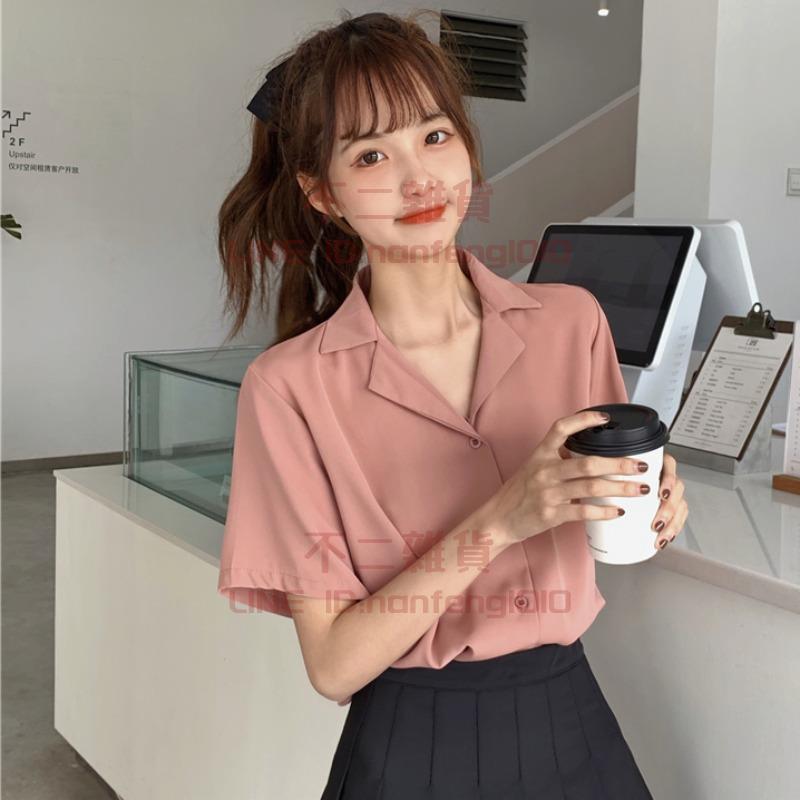 短袖 薄款女襯衫 小心機設計小眾夏短款少女感雪紡上衣【不二雜貨】