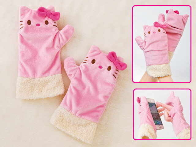 【真愛日本】15122300012 造型手套-KT大臉粉 KITTY 凱蒂貓 三麗鷗 保暖手套 造型手套