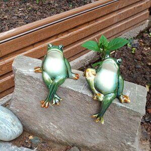 創意陶瓷情侶青蛙一對工藝品家居花園陽臺裝飾品擺件魚缸造景包郵