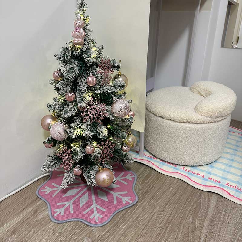 粉色雪花地墊 桌墊 餐墊 粉色聖誕節 網紅拍照超出片 耶誕氛圍感 冰雪奇緣 聖誕樹下的墊子 1