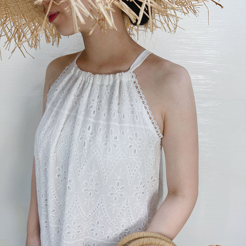 ANNAS 正韓 特價便宜款 實拍 度假長洋裝 蕾絲燒花 長裙 削尖洋裝 海島渡假 浪漫女神性感 2