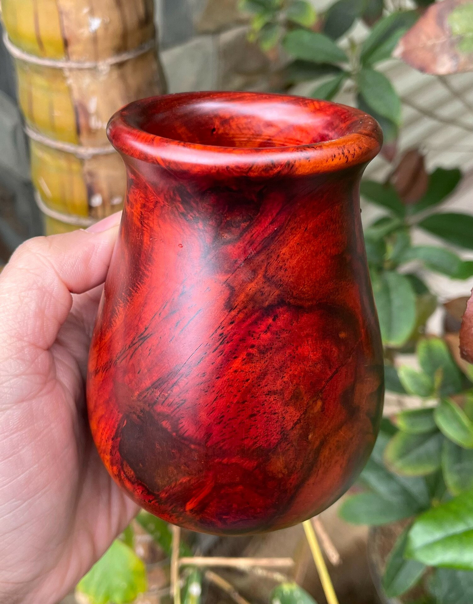 T30 整木大紅酸枝紅木小筆筒 酸枝木實木茶道筒