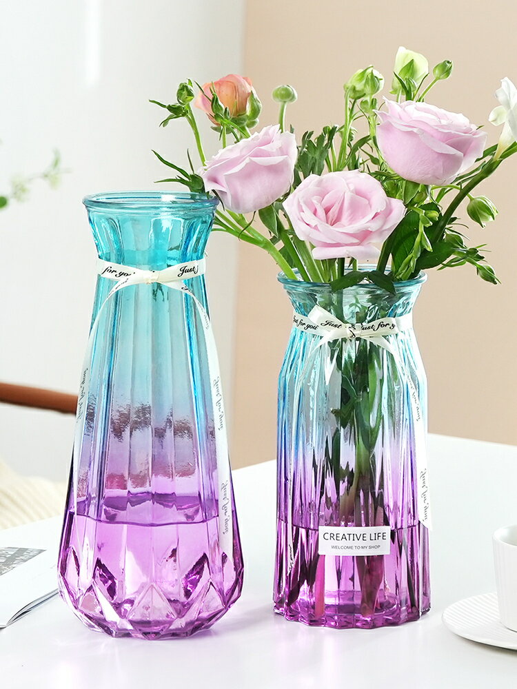 大號玻璃花瓶透明水培鮮花富貴竹百合花瓶客廳插花擺件/瓶子/花瓶/水瓶/養花瓶/綠植瓶