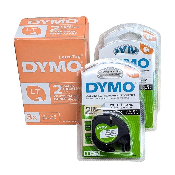 [6美國直購] DYMO Lt 原廠標籤紙 12mm X 4m 紙捲6入 適 Letra Tag LT-100T 100H PLUS 標籤打印機 #2050826