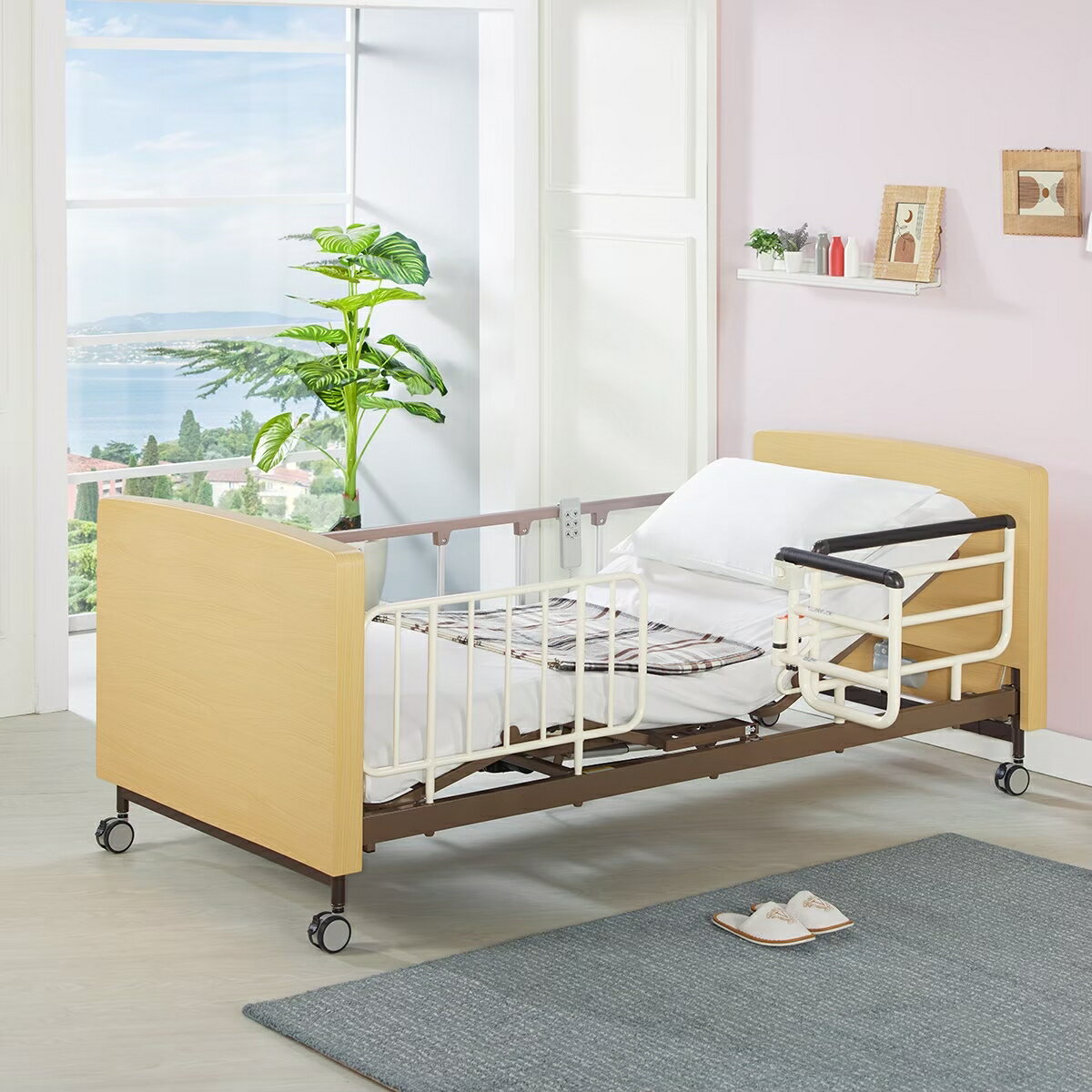 [強盛興]  日式組合型電動床EN-2M      符合電動床補助  贈品:床包組*2+中單*2+枕頭*2+移動式餐桌*1