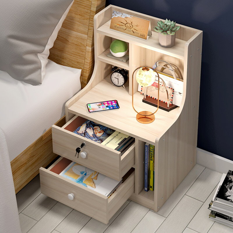 北歐床頭柜簡約現代收納柜簡易臥室ins風床邊小柜子置物架經濟型