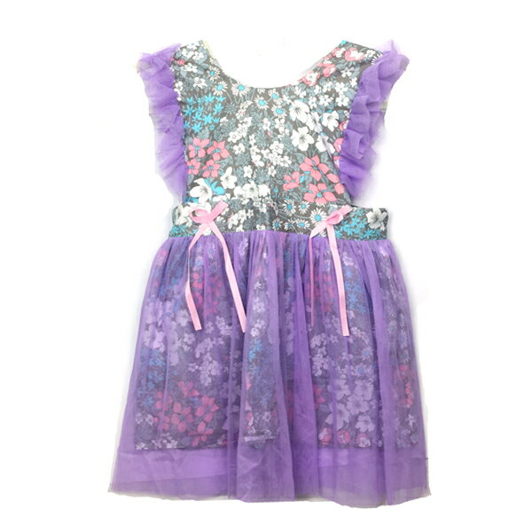 小碎花紫色紗裙 兒童圍裙【BlueCat】【JI2413】