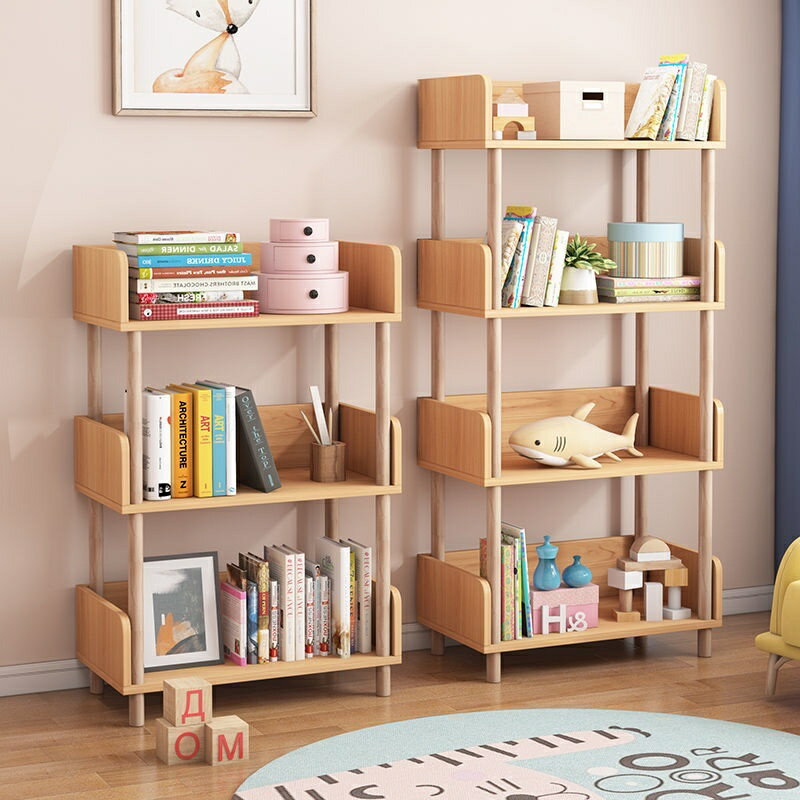 簡易 落地 書架 臥室 客廳 多層 置物架 省空間 兒童學生 儲物 收納書櫃 書架