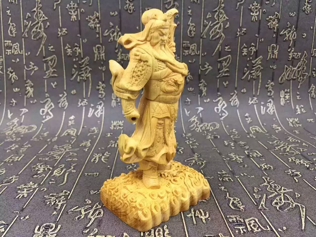 天然黃楊木關公家居擺件武財神保平安風水擺件工藝品禮品1入