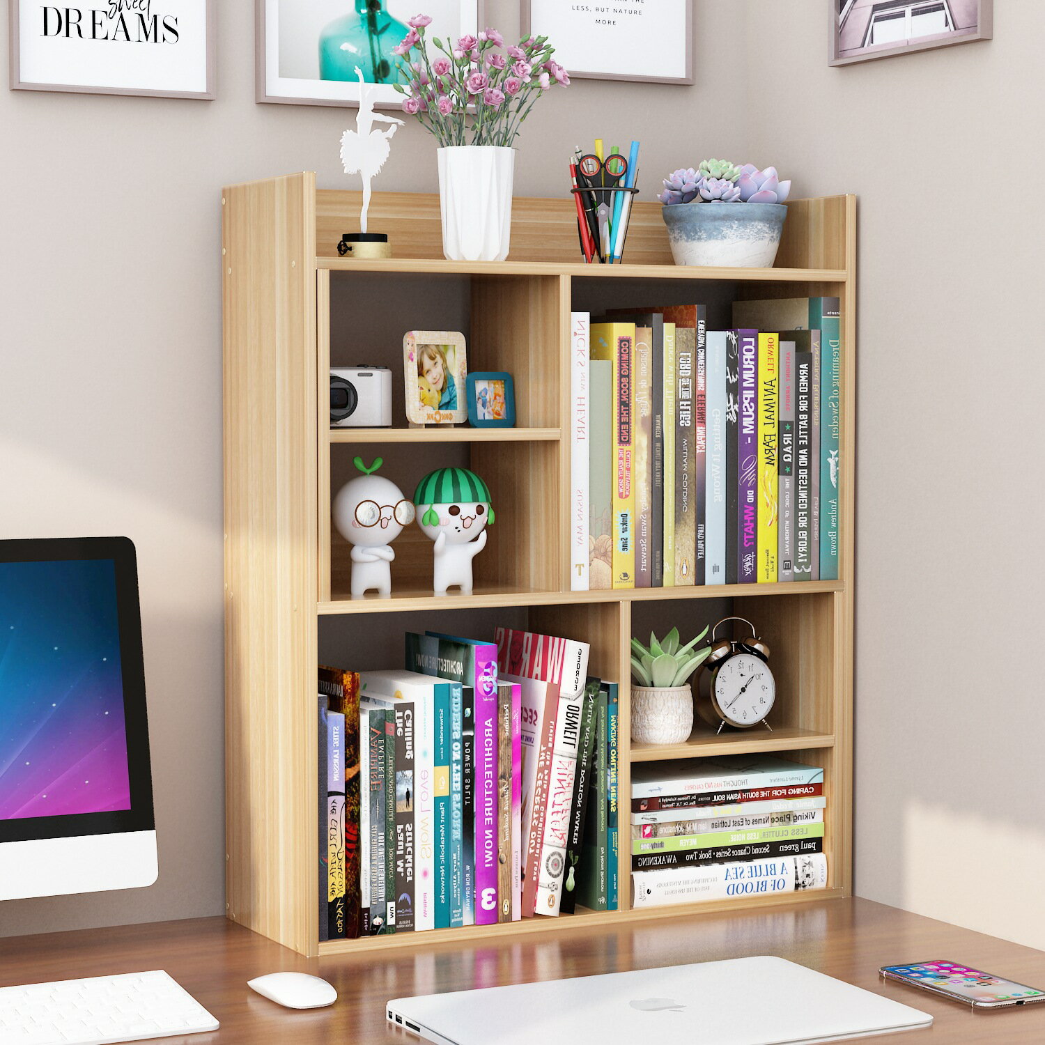 桌面多層簡易書架書桌收納置物架桌上小型兒童書櫃家用辦公室儲物