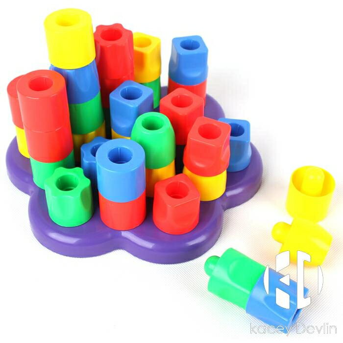 幾何套塔形狀套柱積木早教圖形教具玩具兒童認知層層疊木質幼兒園【聚物優品】