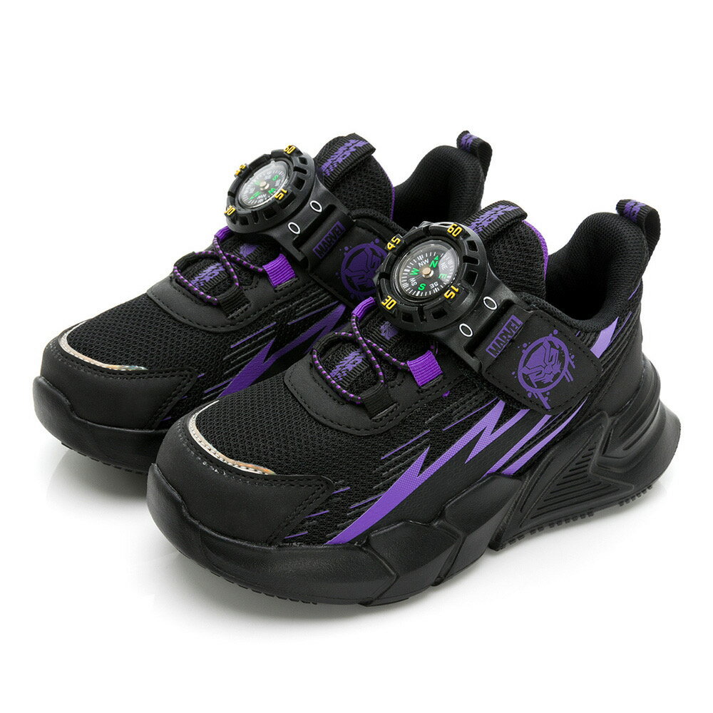 MARVEL漫威 黑豹 童鞋 指南針 卡通鞋 運動鞋 休閒鞋 [MRKR36200] 黑紫【巷子屋】