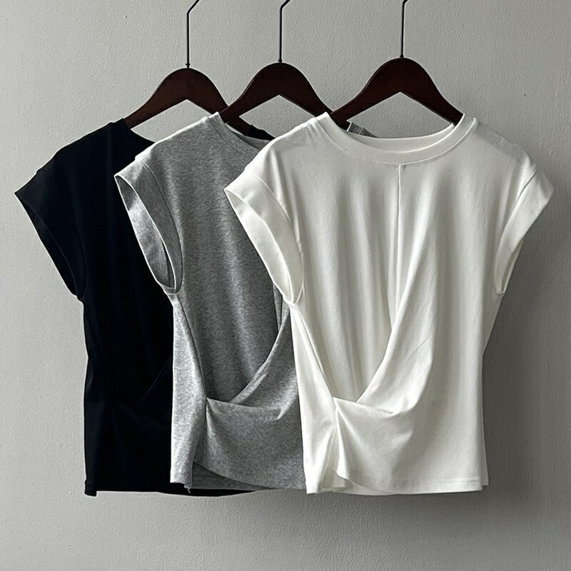 【米蘭精品】現貨+預購 法式短袖T恤短襯衫上衣親膚透氣美式休閒女裝-休閒女上衣3色74ma56