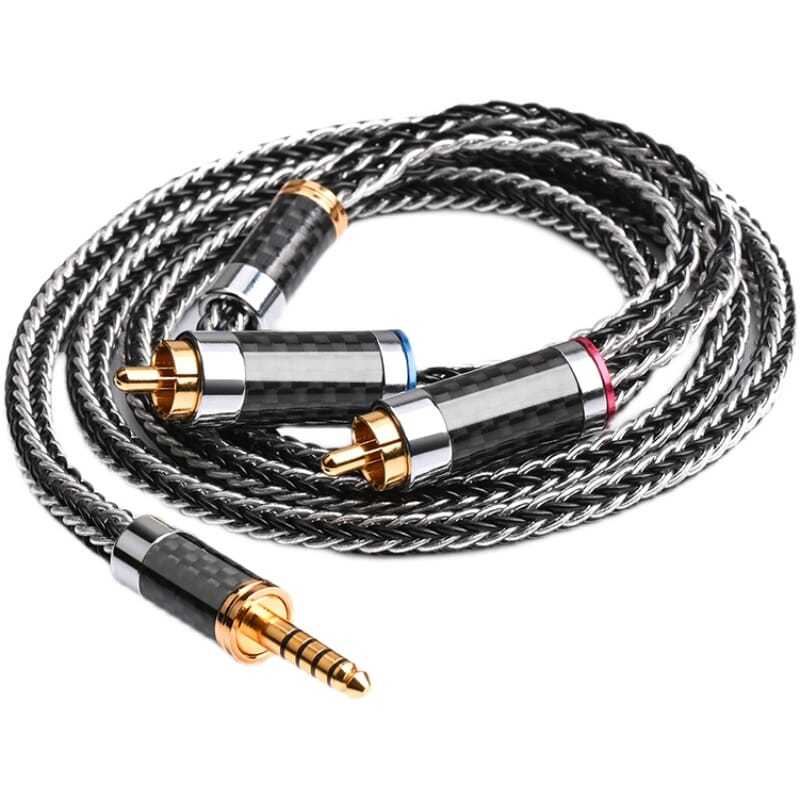 【台灣公司 超低價】發燒級4.4轉雙蓮花2RCA HiFi單晶銅鍍銀4.4mm平衡一分二音頻線 1