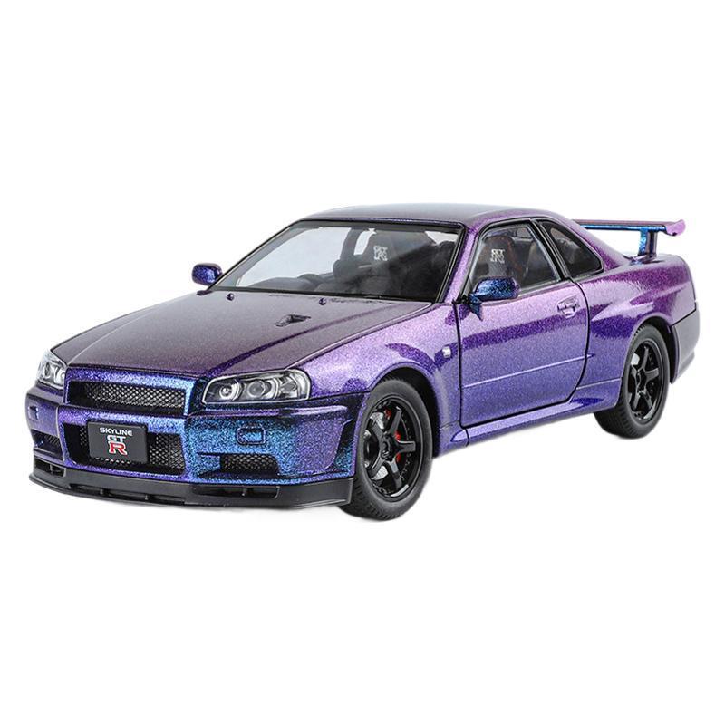 【高細節收藏】合金車模 1:24 日產GTR R34 金屬玩具車 玩具車模 收藏擺件適用男孩