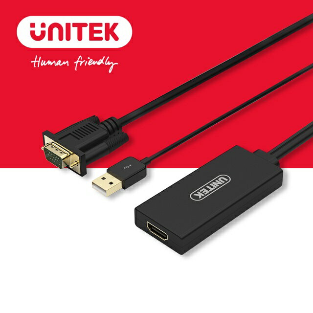 【樂天限定_滿499免運】UNITEK VGA(公)轉HDMI(母)影音傳輸轉換線(Y-8711)