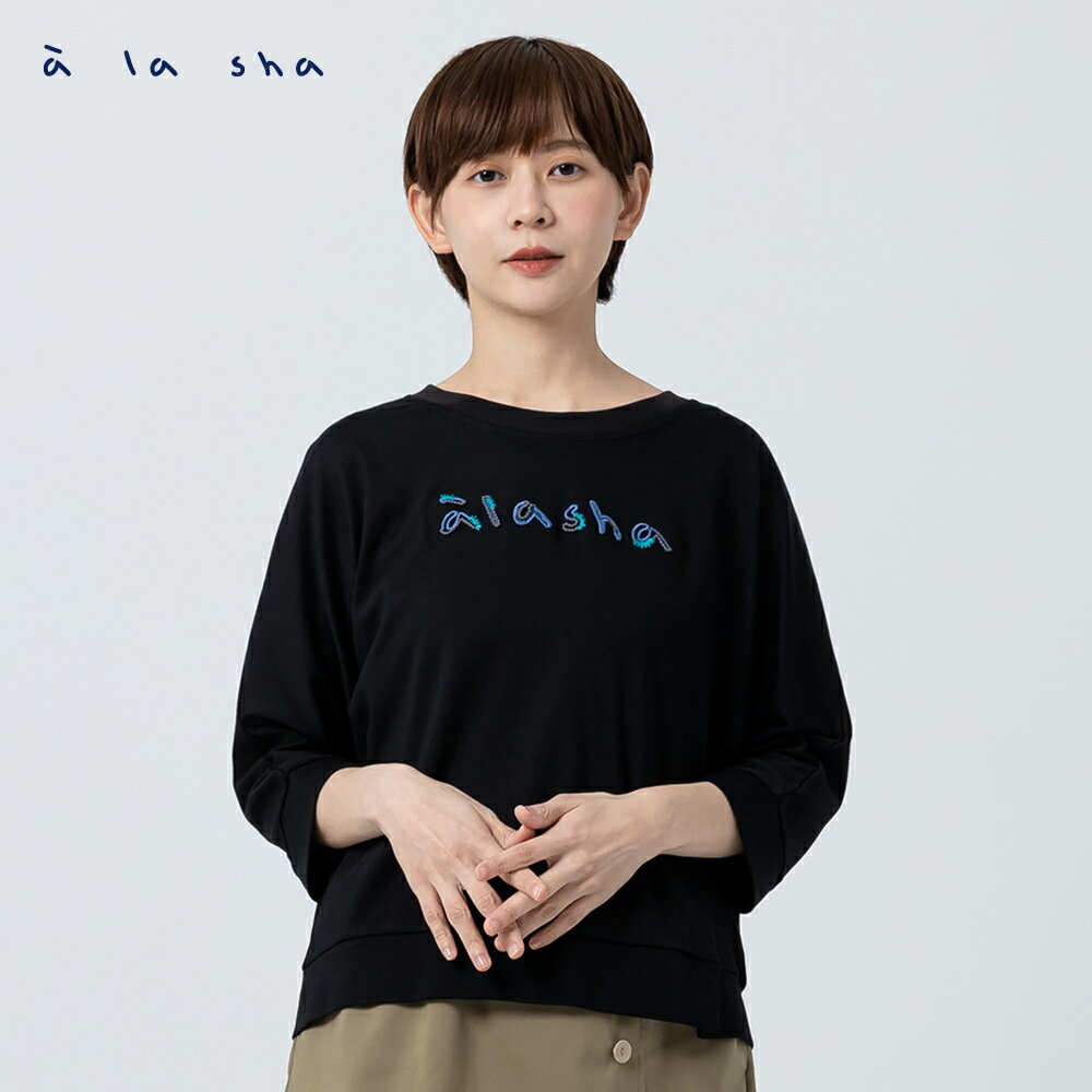 a la sha 立體繡花Logo連袖T 2
