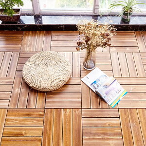 實木陽臺地板自鋪改造室外防腐木碳化拼接陽光房地板戶外庭院地板