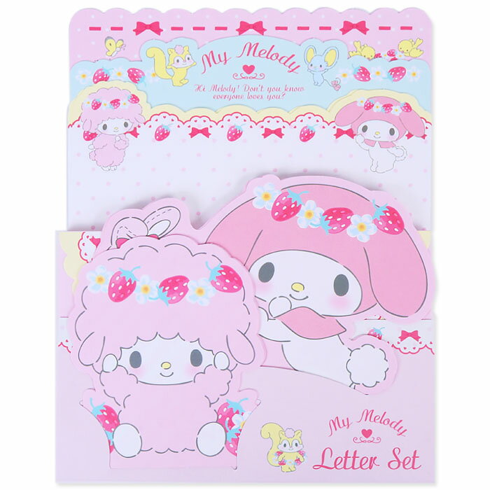 大賀屋 日本製 美樂蒂 信組 信紙 信封 貼紙 信套組 信紙組 三麗鷗 My Melody 正版 L00011552