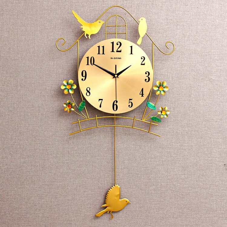 鐘表掛鐘客廳個性創意簡約靜音臥室家用大氣現代時尚小鳥時鐘