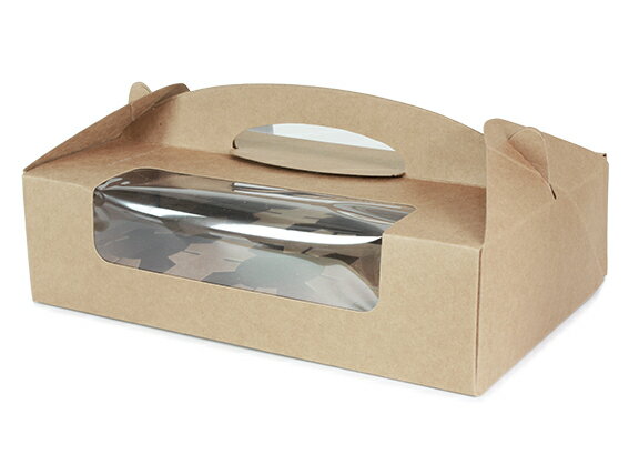 【MR-6D】6格折疊開窗提盒 低款開窗 食品提盒 無印提盒 野餐紙盒 外帶盒 包裝盒 手提折疊盒 甜點盒 點心盒 麵包盒 杯子蛋糕 白色/牛皮色提盒（3組附底托）
