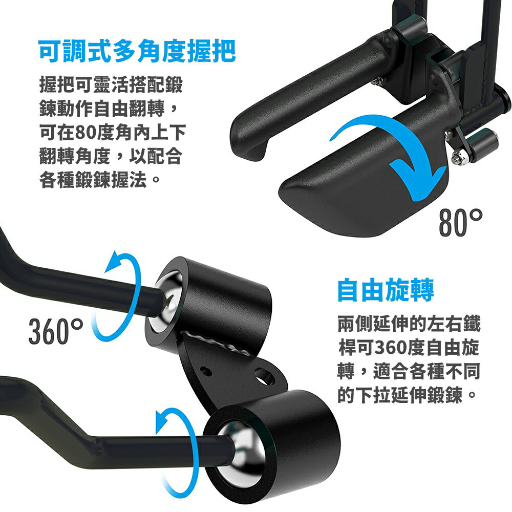 槳式拉背把手/槳式擴背拉桿/槳式划船拉桿/高拉桿/高位下拉桿/練背神器/包膠可調整式握把練背重訓配件下拉配件 21235-1 【Fitek健身網】 5