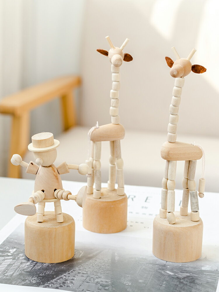 創意家居飾品大象木質動物擺設臥室裝飾品可愛兒童辦公桌面小擺件