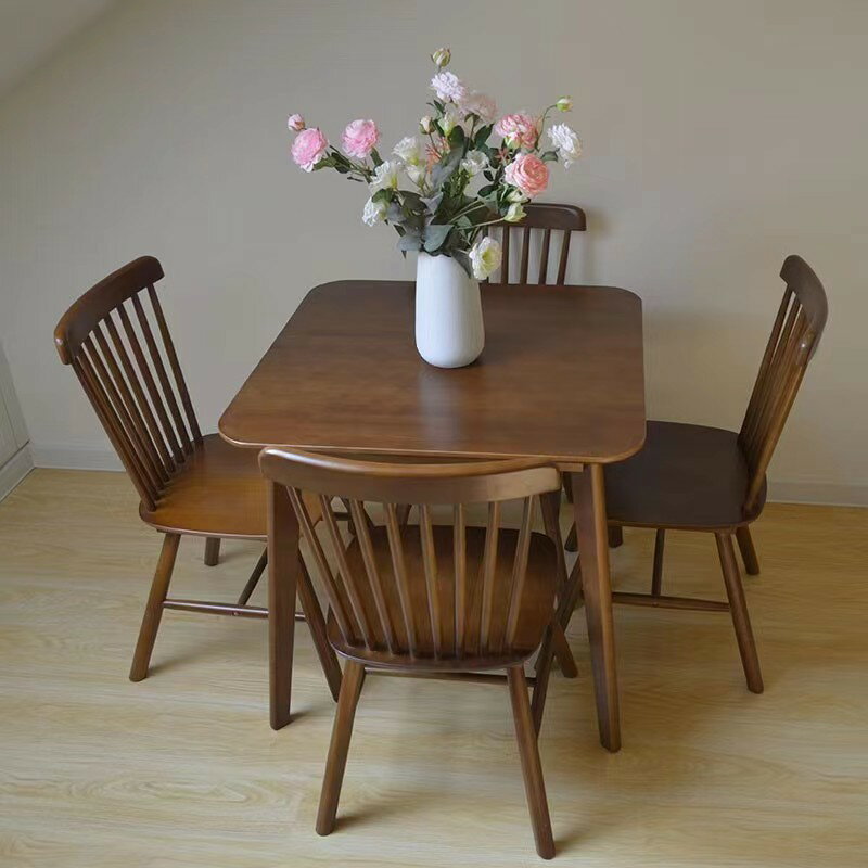 純實木餐桌現代簡約方桌子家用小戶型洽談餐廳陽台小方桌