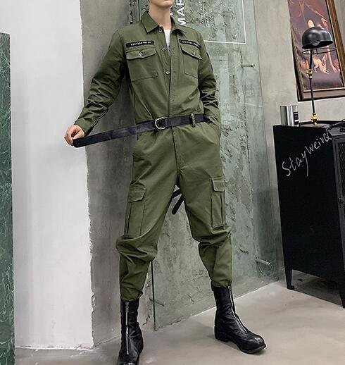 FINDSENSE品牌 韓國 2019 春季 新款 嘻哈 連體褲 INS 網紅復古 工裝 寬鬆 潮流 連體套裝 時尚