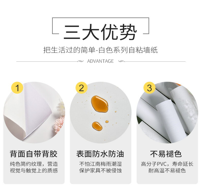 白色墻紙自粘防水防潮溫馨裝飾臥室客廳壁紙背景墻貼翻新家具貼紙 協貿國際日用品生活5館 樂天市場rakuten