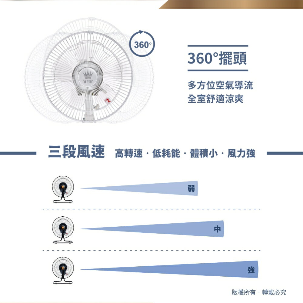 富王牌 12吋360度循環桌扇/露營風扇(FW-510R) 3