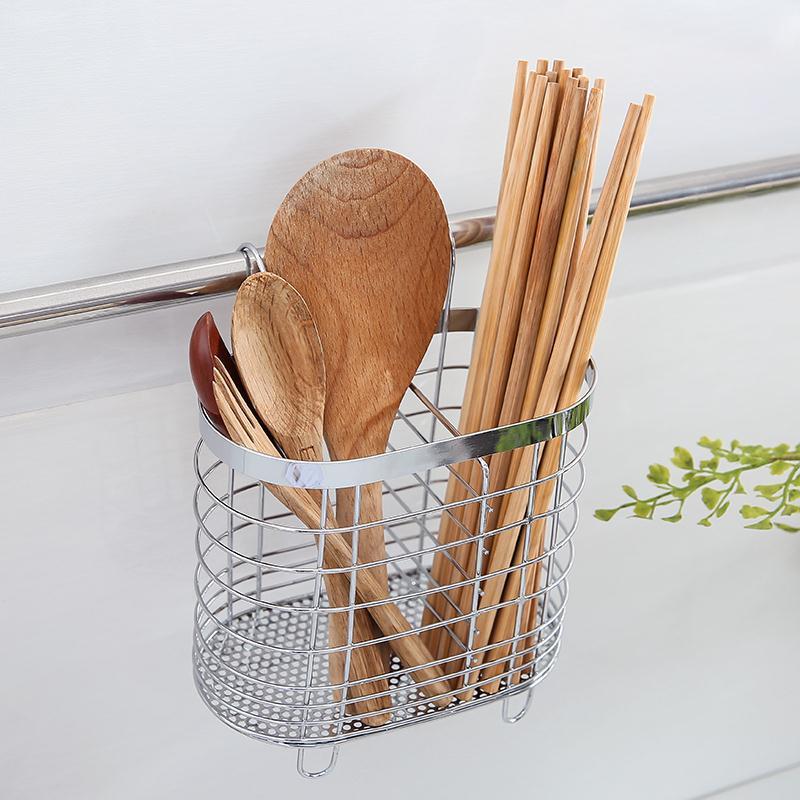 不銹鋼筷子筒瀝水架筷籠廚房家用筷子架創意壁掛式雙筒置物架
