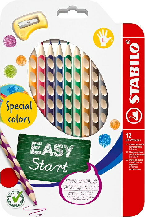 STABILO EASYcolors 左手專用的力學設計色鉛筆(12色)*331/12【領券滿額再折千8/31止】