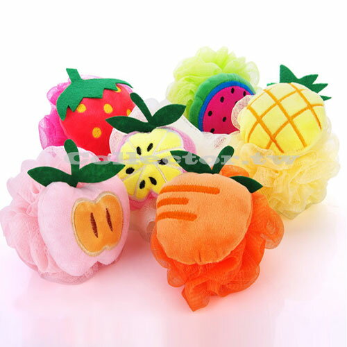 可愛水果造型彩色掛繩沐浴球 加厚沐浴球 起泡沐浴球