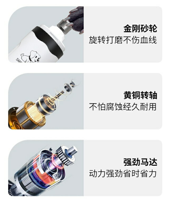 USB充電款寵物磨甲器 寵物電動磨甲器 狗狗貓咪指甲剪指甲刀磨指甲 大型犬貓指甲鉗 8