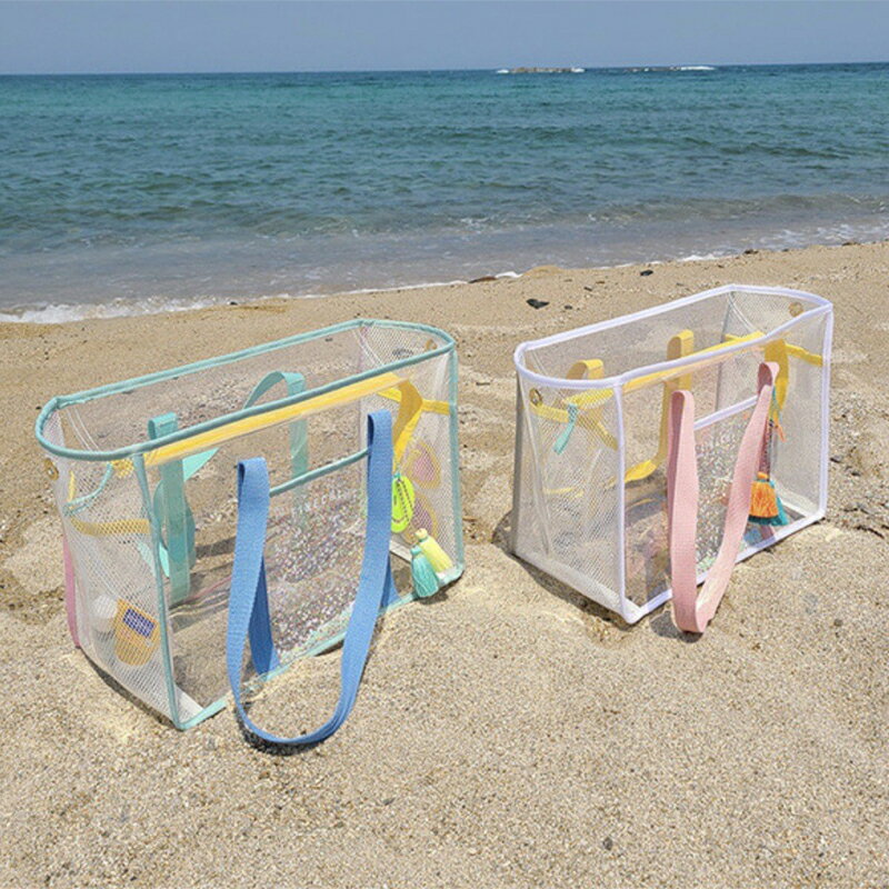 INS時尚防水游泳置物包媽咪沙灘包推車雙用包大容量戶外包透明包-