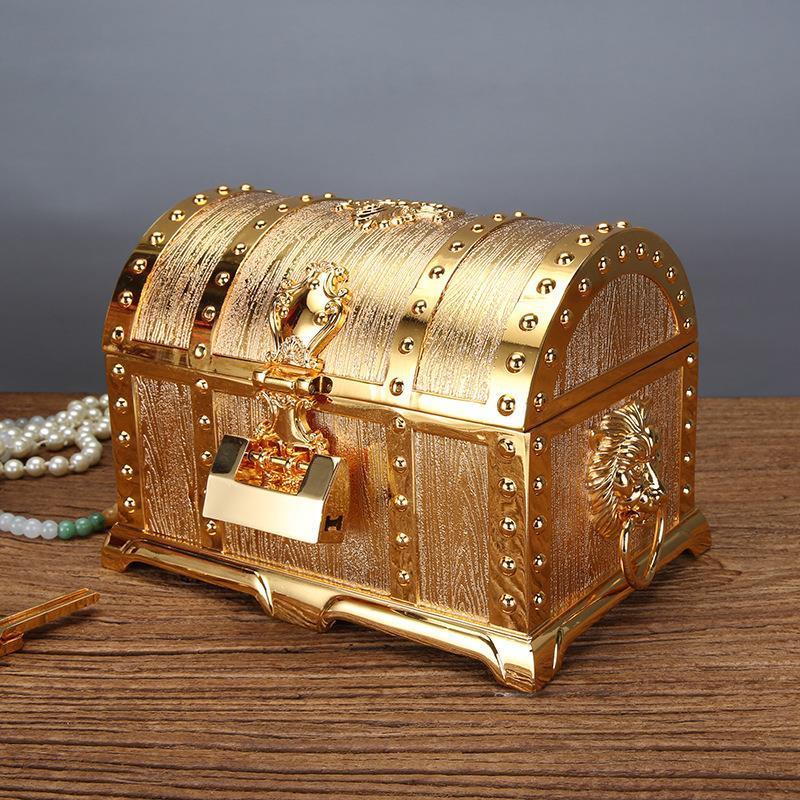 首飾盒 收納盒 海盜首飾盒 大號復古中式結婚慶珠寶箱 合金質手飾品收納盒 子帶鎖 全館免運
