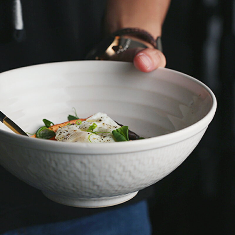 朵頤NOVO吃面碗家用歐式大碗拌面碗個性沙拉碗大號陶瓷碗創意湯碗1入
