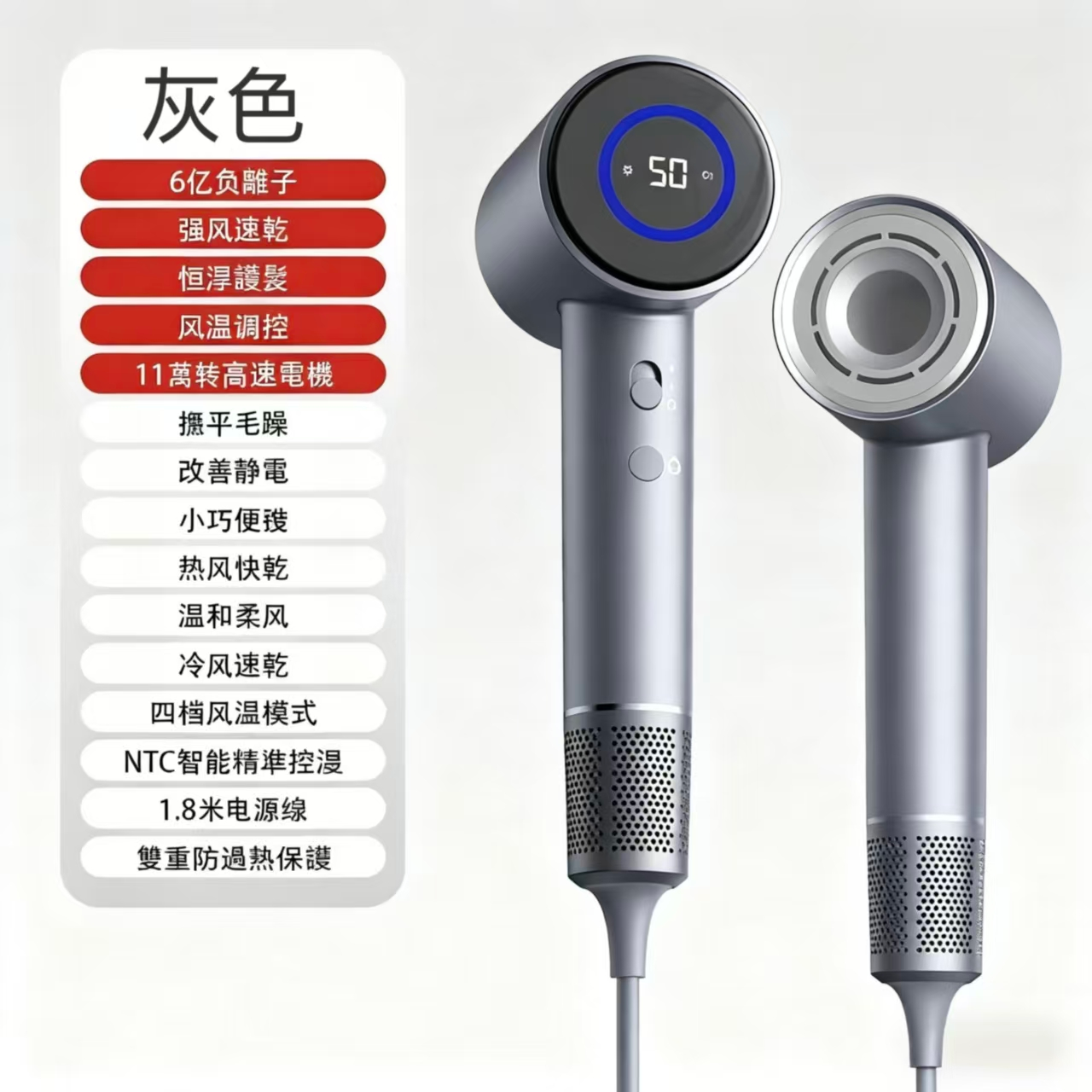 高速吹風機家用 宿舍 髮廊吹風筒冷熱風負離子電吹風機 6