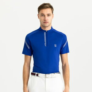 【SUPER GOLF】PGA TOUR-動機能特色領剪接上衣(男)-緞面藍 [APP下單享4%點數]