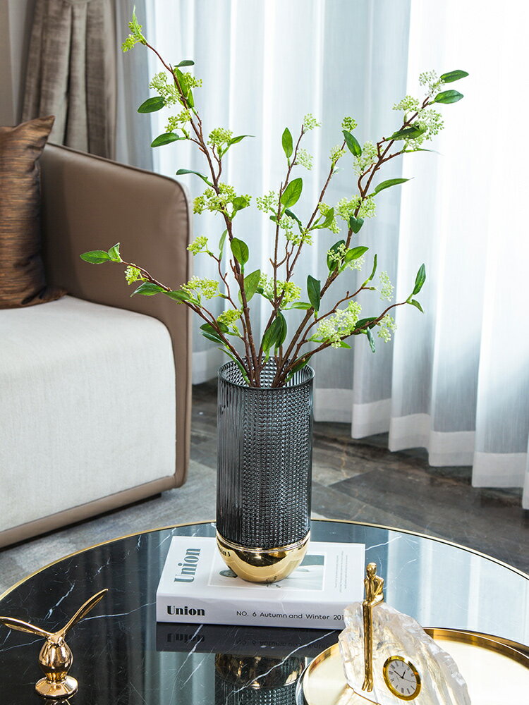 北歐輕奢拼接玻璃花瓶擺件客廳插花干花電視柜餐桌玄關家居裝飾品 1