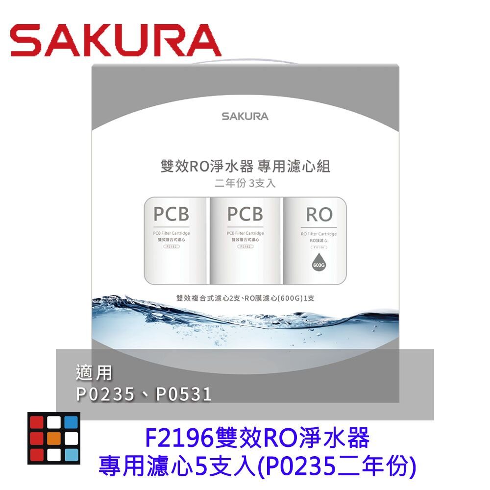 【免運費】 高雄 櫻花牌 F2196 雙效 RO 淨水器 專用濾心5支入 (P0235二年份) 【KW廚房世界】