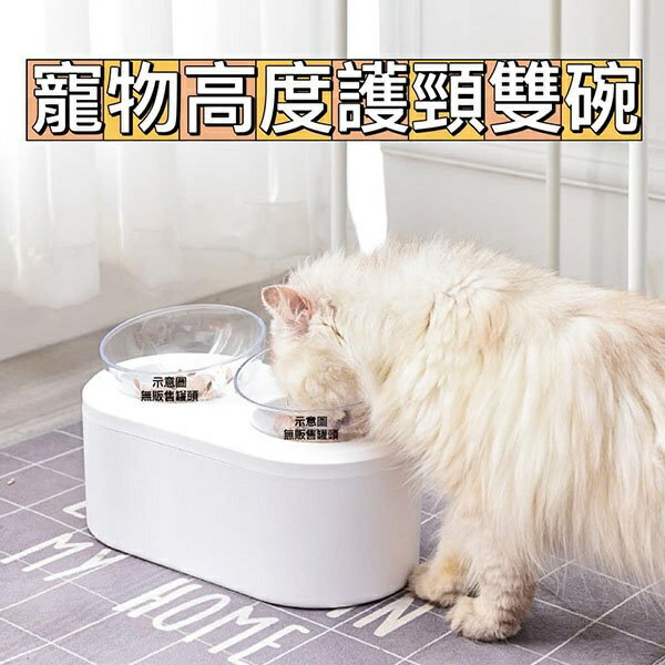『台灣x現貨秒出』底部可收納純白寵物高度護頸雙碗 寵物飲水 餐桌碗架