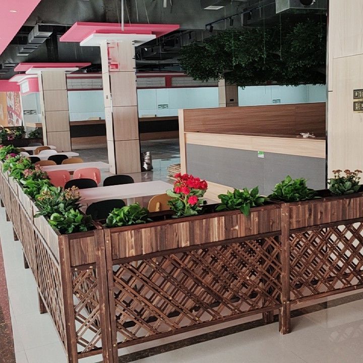 【最低價】【公司貨】防腐木花架置物架餐廳隔斷圍欄庭院碳化木柵欄花箱戶外花槽花盆架 1